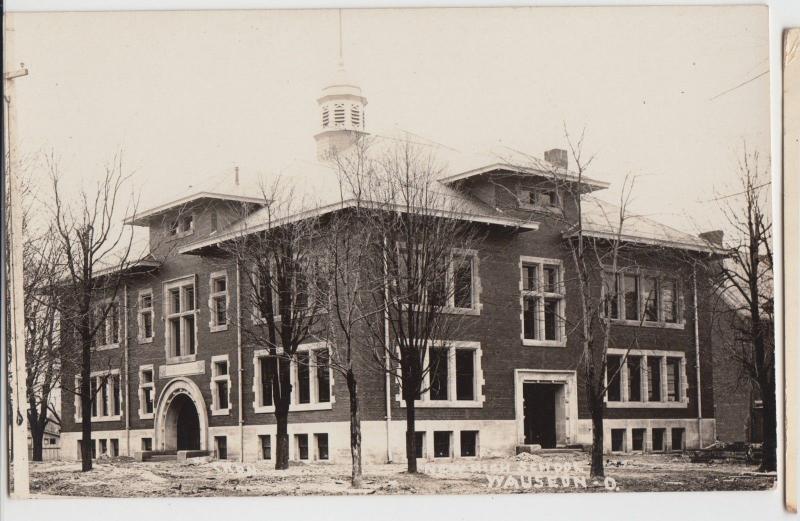 Ohio Real Photo RPPC Postcard pre1918 WAUSEON New High School Building 