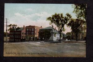 ME City Square Statue Thatcher Hotel  Biddeford Maine Vintage Postcard UDB PC