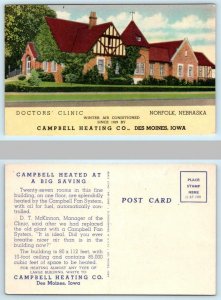 Advertising CAMPBELL HEATING Des Moines IA - Norfolk NE ~ DOCTOR'S CLINIC c1940s