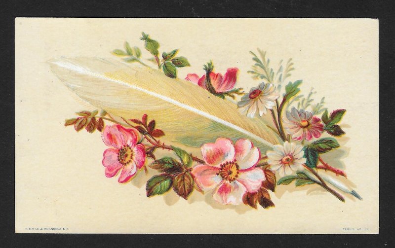VICTORIAN TRADE CARDS (3) Flowers & Feathers Series 30