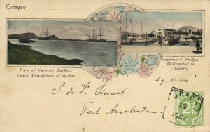 curacao, W.I., WILLEMSTAD, Governor's Bridge to Scharloo, Harbor (1904) Postcard