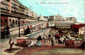 Vtg Postcard 1910 Algeria Alger Algers Ramps Descending Into Port