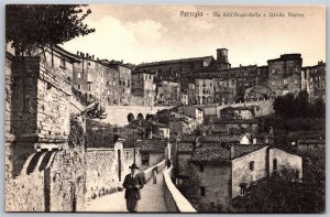 Vtg Perugia Italy Via dell'Acquedotto e Strada Nuova 1910s Old Postcard