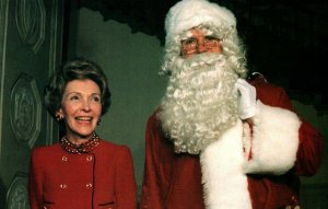 1984 Nancy Reagan & Santa Claus John Riggins Washington Redskins Postcard 