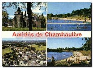 Postcard Modern Chamboulive Chateau De Gourdon The Bathing Beach Vue Generale...