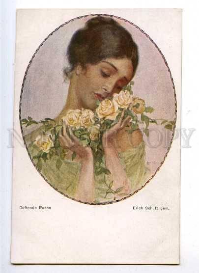 182523 BELLE Lady w/ Roses by SCHUTZ Vintage Color PC