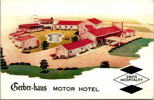 Vtg Fort Wayne Indiana IN Gerber Haus Motor Hotel 1950s Old Chrome View Postcard