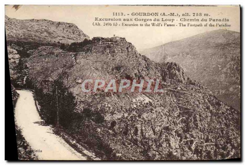 Old Postcard Gourdon Excursion to the throats of the Wolf Path of Paradise