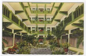 Hotel Miller Atrium Interior Miami Florida linen postcard