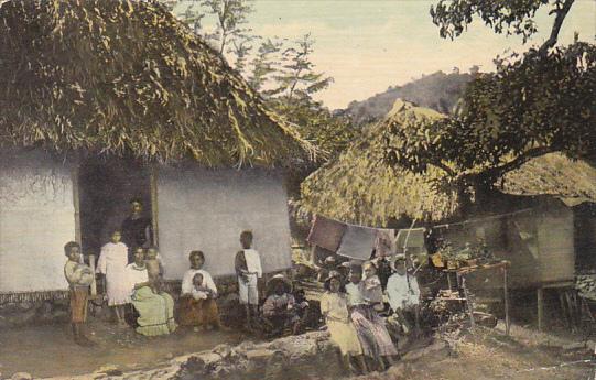 Panama Group Of Panama Natives With Home