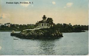 Pomham Light Providence RI Rhode Island c1913 Antique Postcard E8 