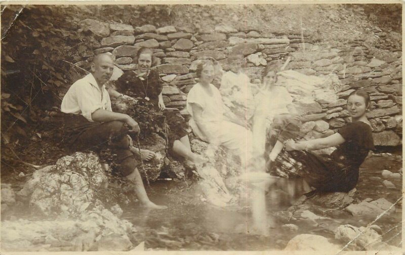 Social history early photo postcard family dated 1924 Nadas