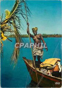  Modern Postcard Africa colors smile of Africa Woman Liberia Boat