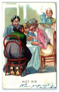 COMIC 1908 Postcard : HOT AIR ~ LADIES GOSSIPING at Table