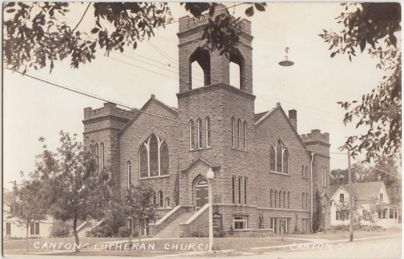 South Dakota SD Real Photo RPPC Postcard c1940s CANTON Lutheran Church