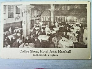 Vintage Postcard 1930's Hotel John Marshall Coffee Shop Richmond Virginia