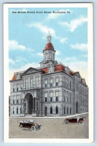 Burlington Iowa IA Postcard Des Moines County Court House Building Exterior 1920