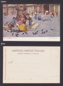 ITALY, Vintge postcard, Venice, Pigeons