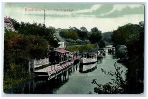 c1910 The Boat Bridge Landing at Frederiksdal Denmark Antique Posted Postcard