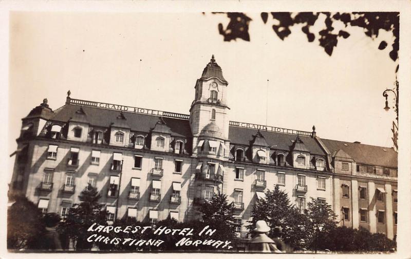 Grand Hotel, Christiana, Norway, Early Real Photo Postcard, Unused