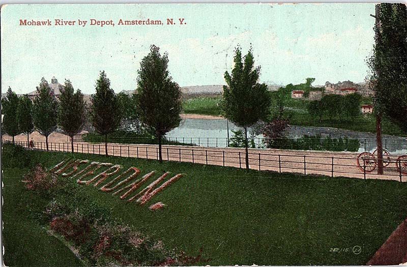 Postcard PANORAMIC SCENE Amsterdam New York NY AJ3625