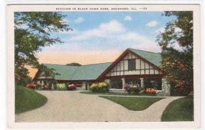 Pavilion Black Hawk Park Rockford Illinois linen postcard