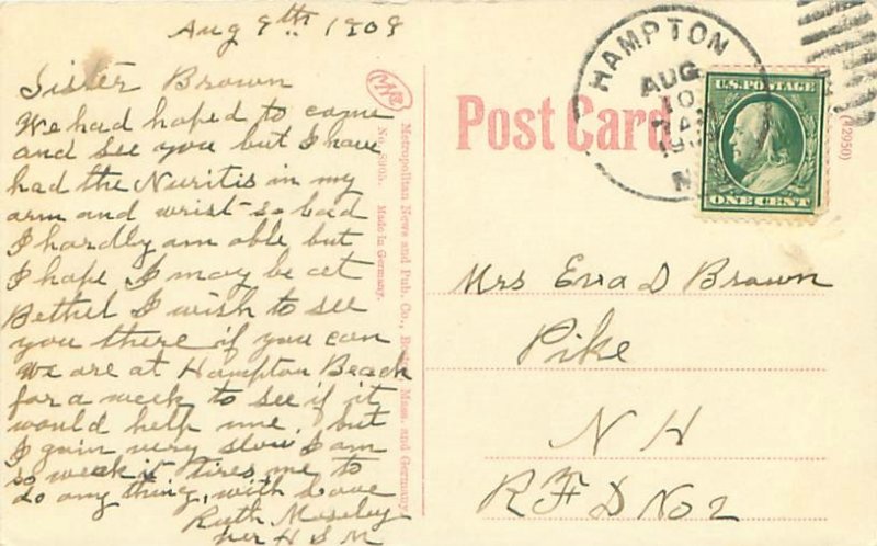 Salisbury Beach Massachusetts Rough Surf 1909 Postcard