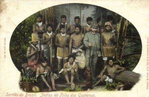 brazil, Índios da Tribu dos Guaranys, Armed Indians (1911) Postcard