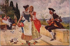 Romantic Couple F. Andreotti Chant d'Amour Vintage Postcard C114