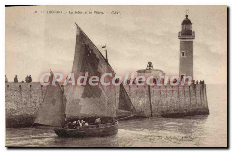 Postcard Old Treport la Jetee and the Lighthouse