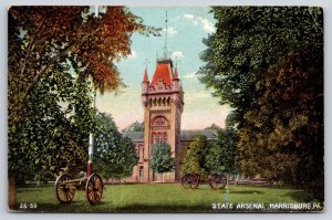 Harrisburg Pennsylvania~State Arsenal~Tower~Cannons~Chateauesque~c1910 Postcard