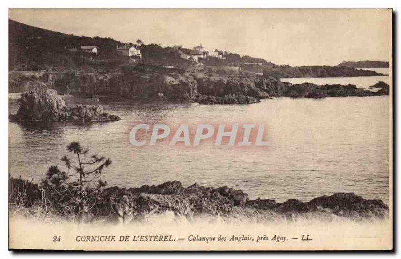 Old Postcard Corniche Esterel cove near the English Agay