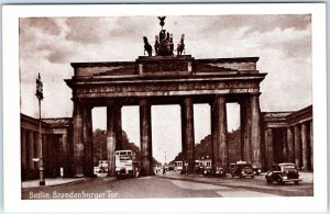 c1930s Berlin, Germany Brandenburger Tor Gate PC Street Scene Cars Bus Tram A323