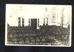 U.S. NAVY MILITARY HOSPITAL SHIP OFFICERS MESS HALL VINTAGE REAL PHOTO POSTCARD