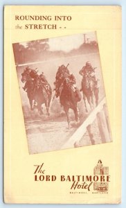 BALTIMORE, MD Maryland ~ Roadside LORD BALTIMORE HOTEL Horses Racing Postcard