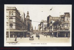 RPPC MELBOURNE AUSTRALIA DOWNTOWN STREET SCENE 1930's CARS REAL PHOTO POSTCARD