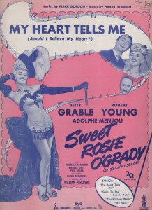 Betty Grable Photo My Heart Tells Me Vintage XL Sheet Music