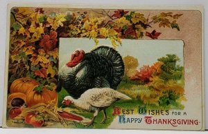 Thanksgiving Veenhiet Fall Foilage Turkey St Albans & Boston RPO Postcard G2