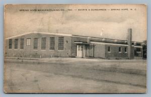 SPRING HOPE NC SHIRTS & DUNGAREES MANUFACTURING CO. VINTAGE POSTCARD