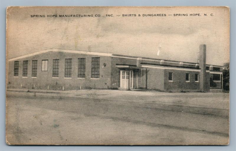 SPRING HOPE NC SHIRTS & DUNGAREES MANUFACTURING CO. VINTAGE POSTCARD