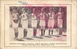 BASKETBALL Introducing it In Argentina 1922 Postcard Colegio Americano Sports