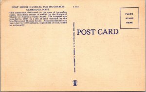 Holy Ghost Hospital For Incurables Cambridge Mass. VTG Postcard 