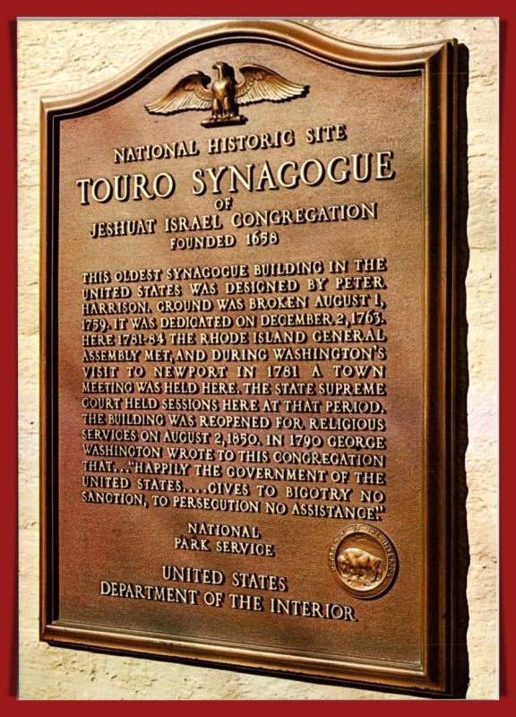 Rhode Island, Newport - Touro Synagogue Tablet - [RI-188X]