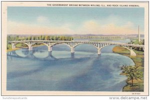 Illinois Governent Bridge Between Moline and Rock Island Arsenal Curteich