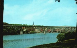 Postcard Memorial Bridge Across The Kennebec Augusta Maine ME ANC Pub.