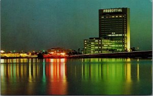 Vtg Jacksonville Florida FL Prudential Building Night View Postcard