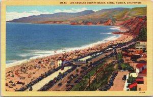 Los Angeles County Beach Santa Monica California Linen Postcard C139