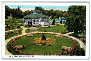 1924 View In Krug Park Flowers And Trees St. Joseph Missouri MO Posted Postcard