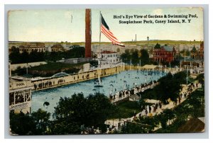 Vintage 1917 Postcard Gardens & Swimming Pool Steeplechase Park Coney Island NY