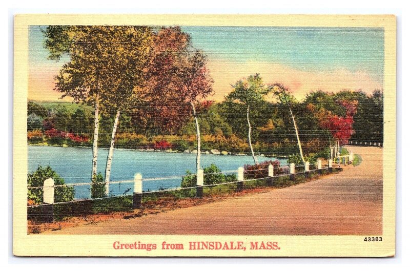 Postcard Greetings From Hinsdale Mass. Massachusetts c1946 Postmark